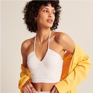Abercrombie Slinky Halter Top; Size Large White